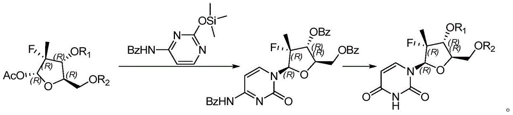Preparation method for uracil fluoride nucleoside analogue