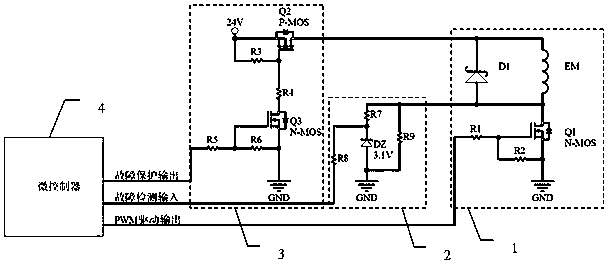 Protection circuit and control method of a single-channel DC electromagnet