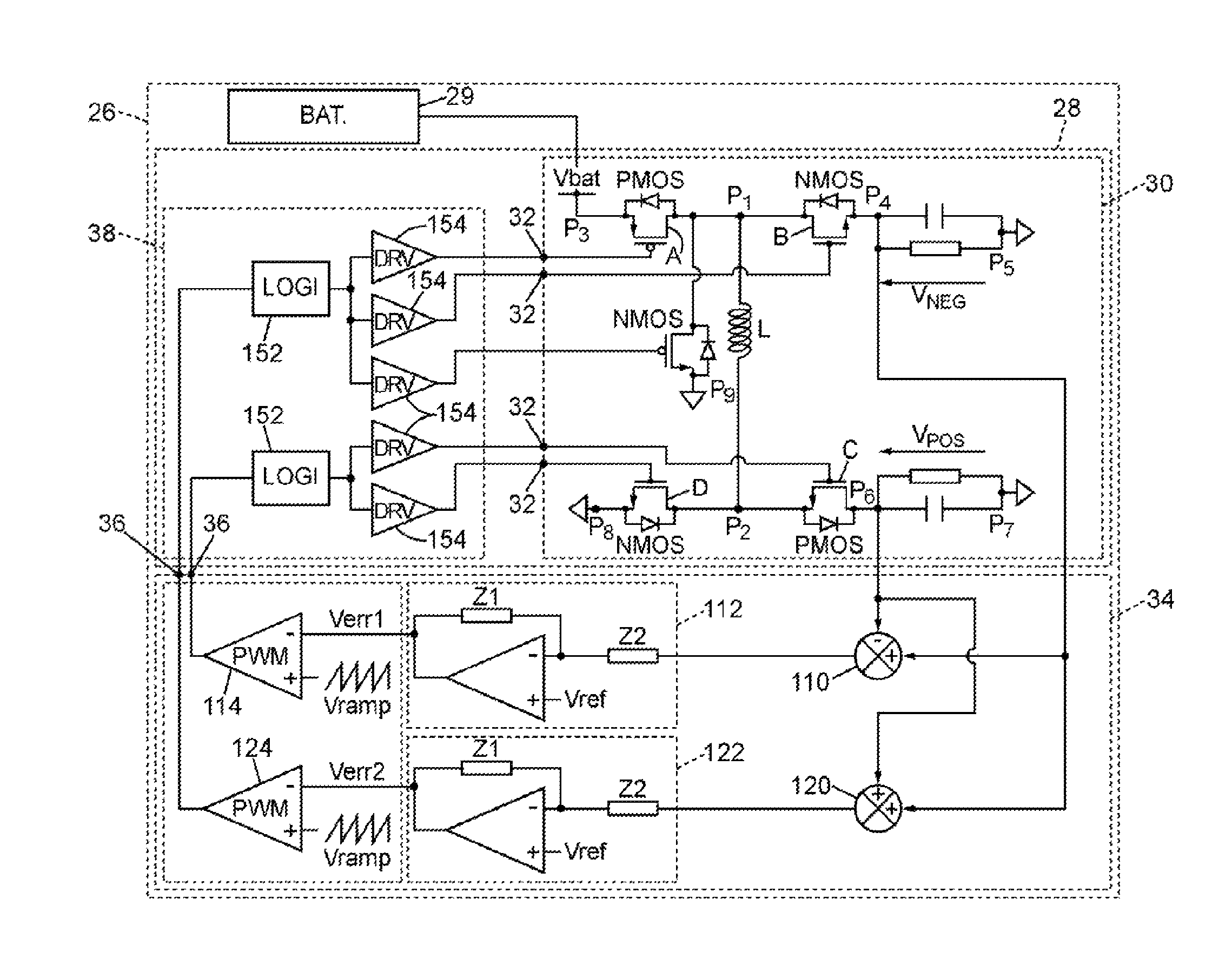 Symmetrical output switch-mode power supply