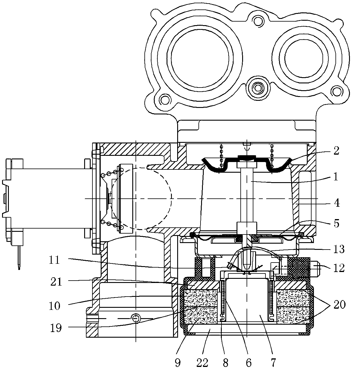 A support structure and a moving coil gas proportional valve with the support structure