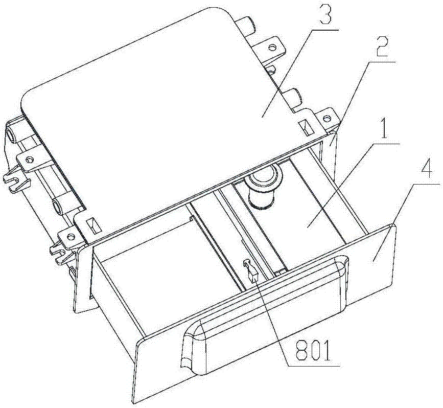 Semi-automatic opening-closing detergent box assembly and washing machine with same
