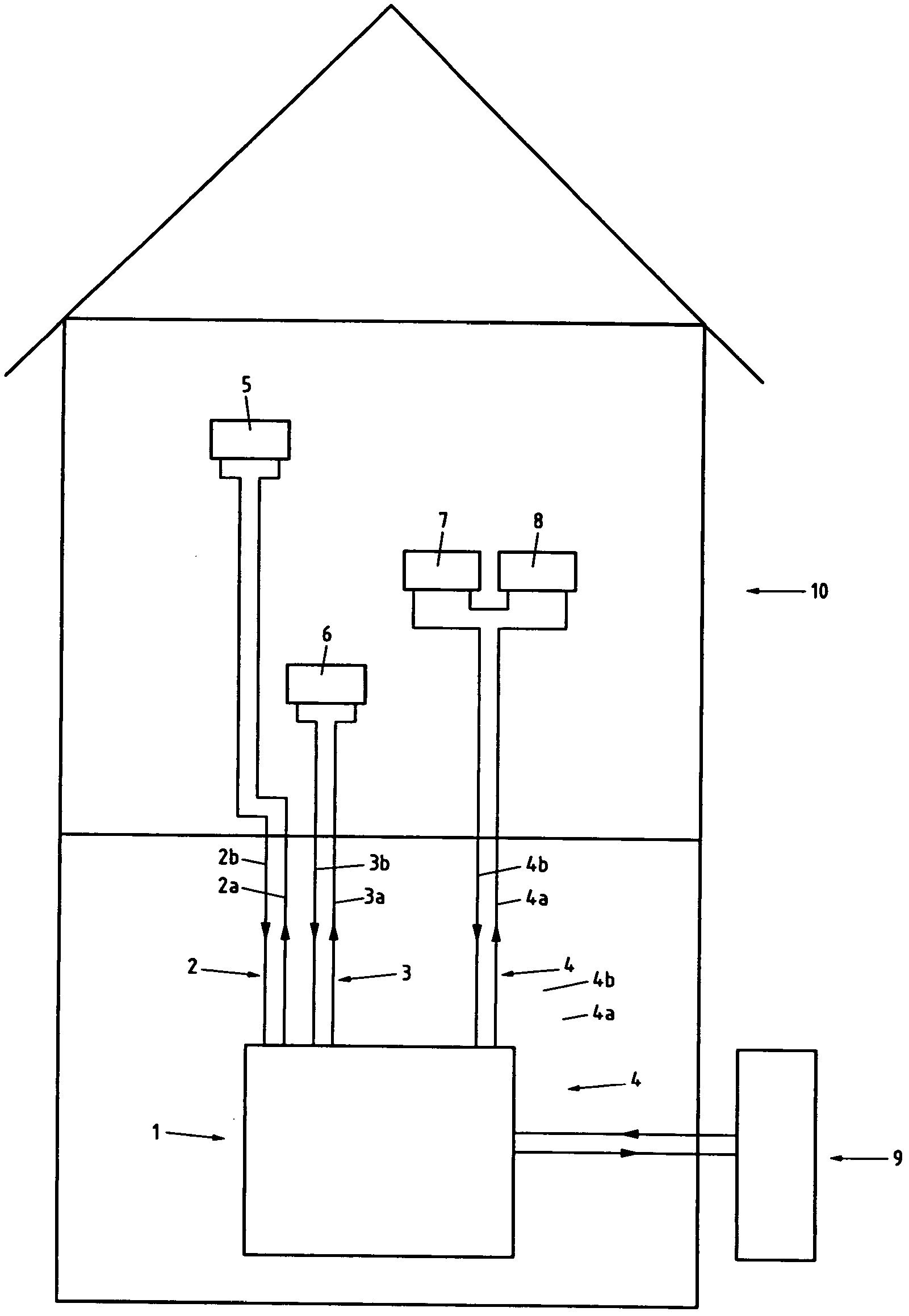 Arrangement for air conditioning rooms and heat pump unit for use in the arrangement