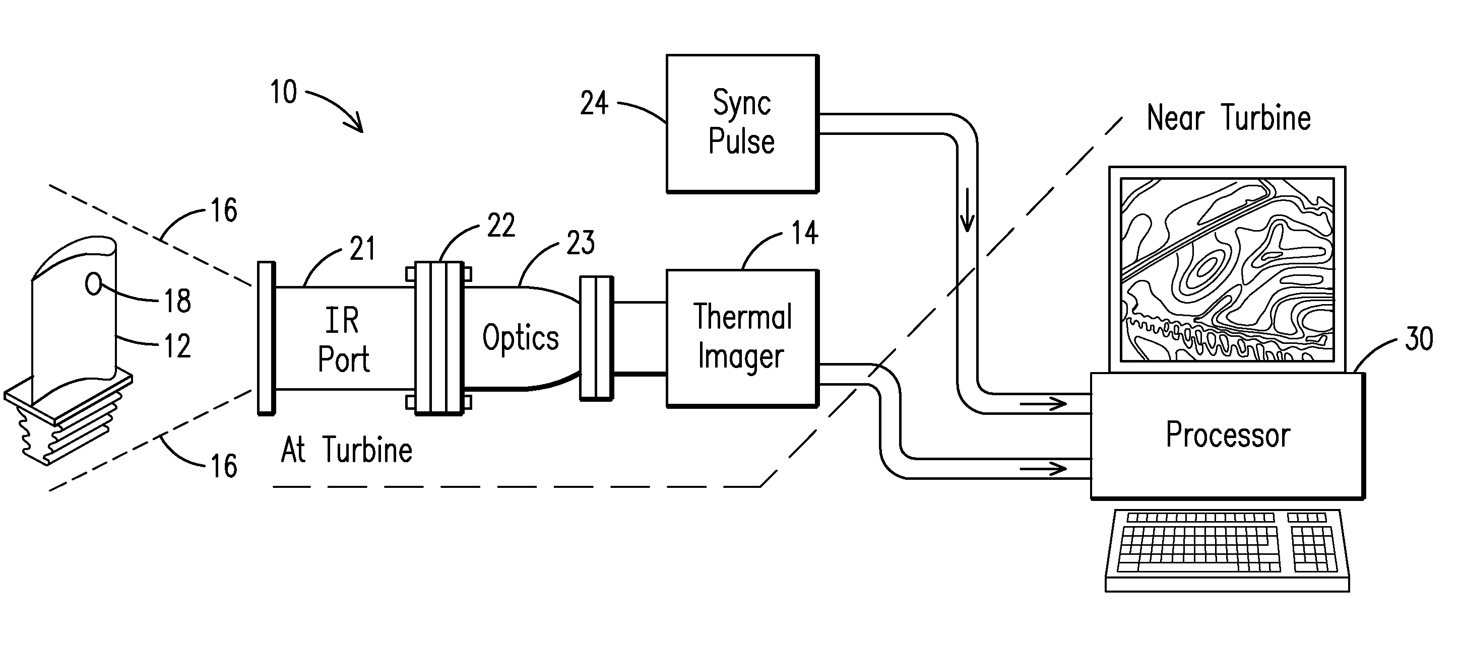 Apparatus and Method for Temperature Mapping a Rotating Turbine Component in a High Temperature Combustion Environment