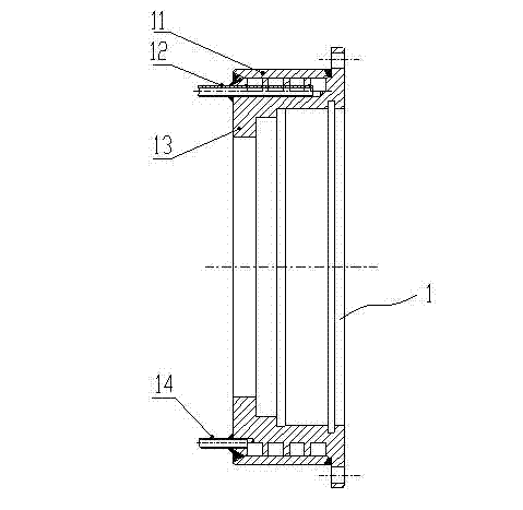 Cooling device for bearing of two-stage pusher centrifuge and manufacturing method thereof
