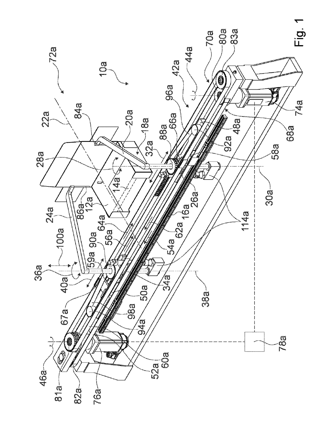 Device, method and packaging machine for processing a packaging container