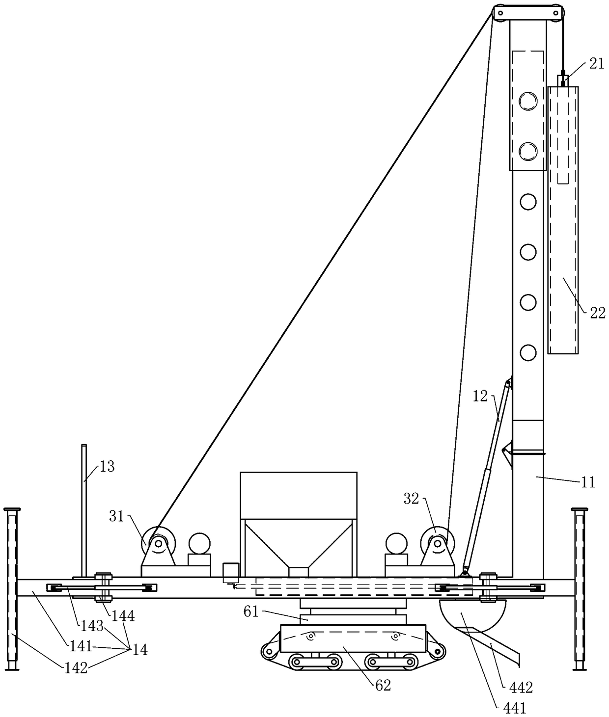 Automatic filling and compacting equipment and construction method for compaction pile foundation treatment