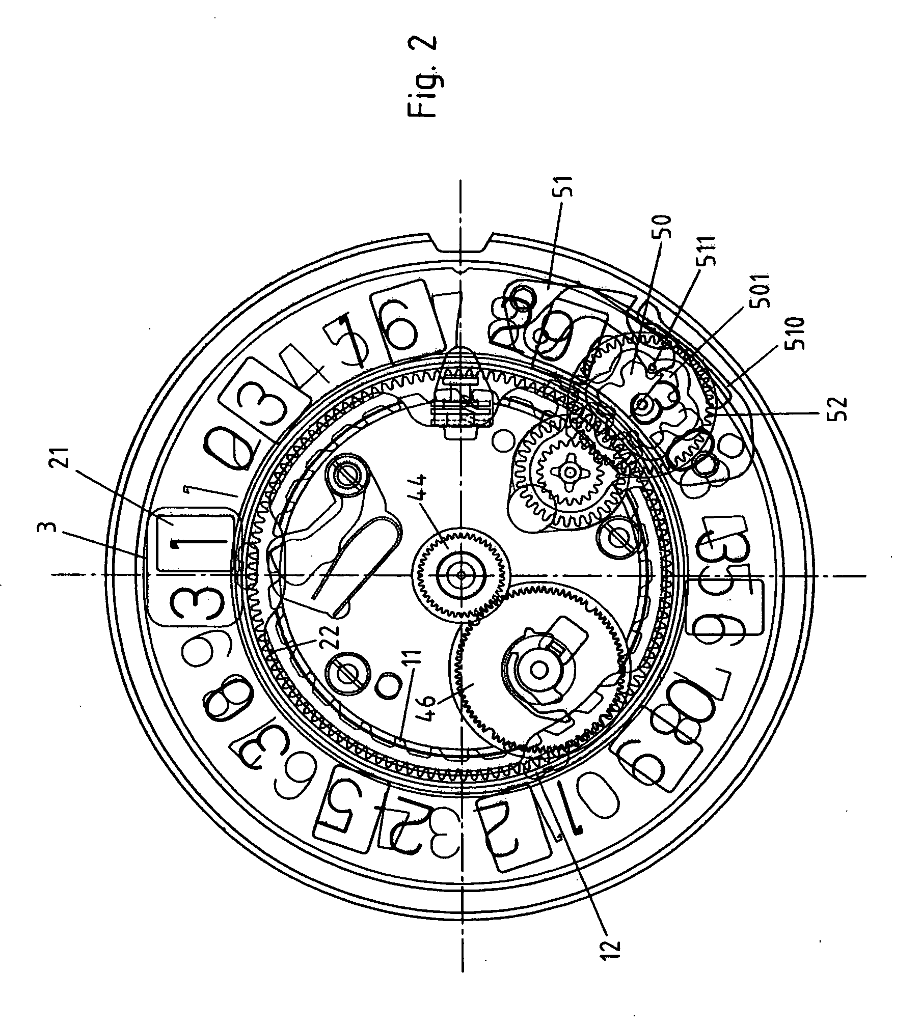 Day of the month display mechanism for watch movement