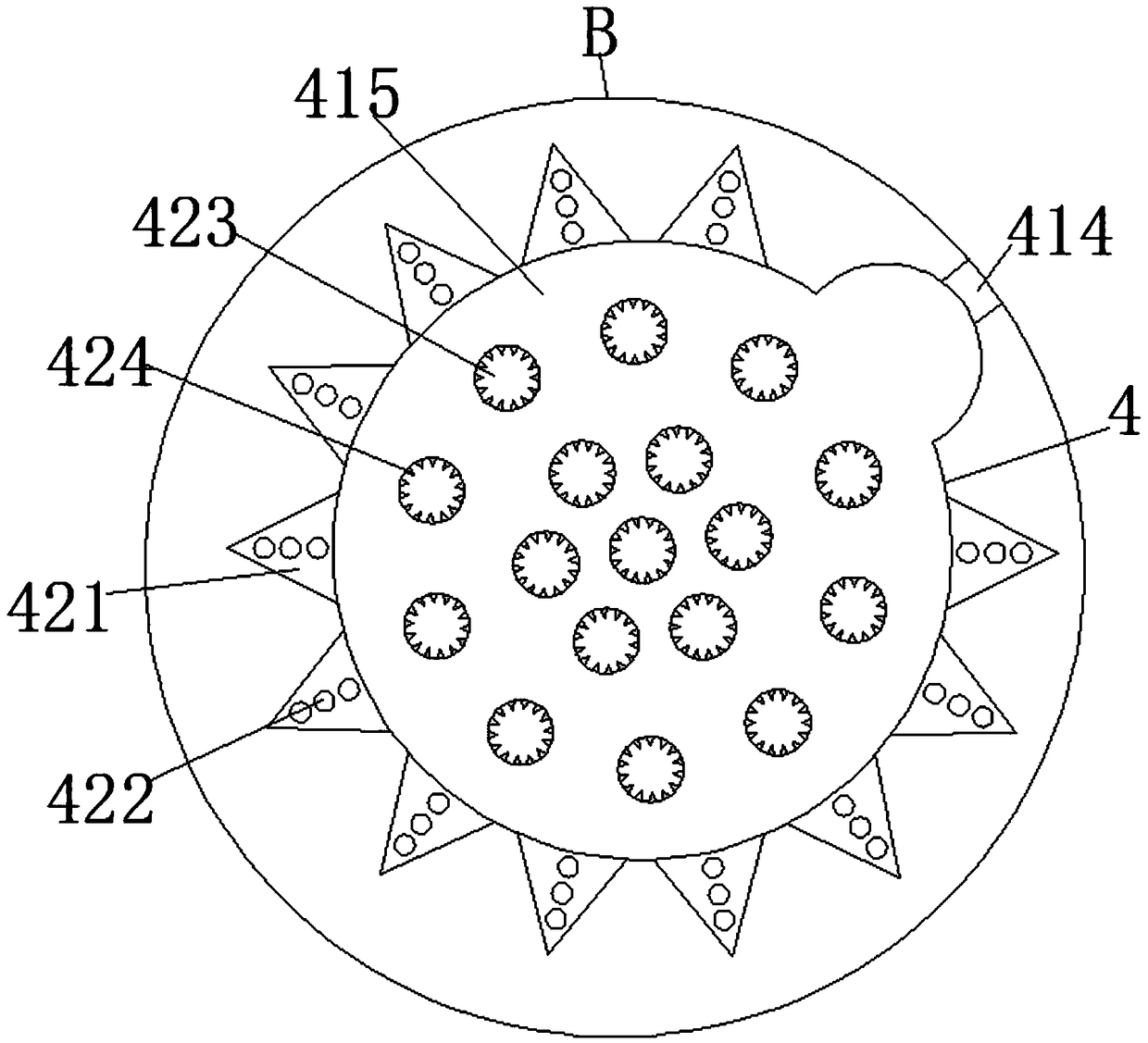 Material refining device for fish flesh stuffing based on centrifugal force