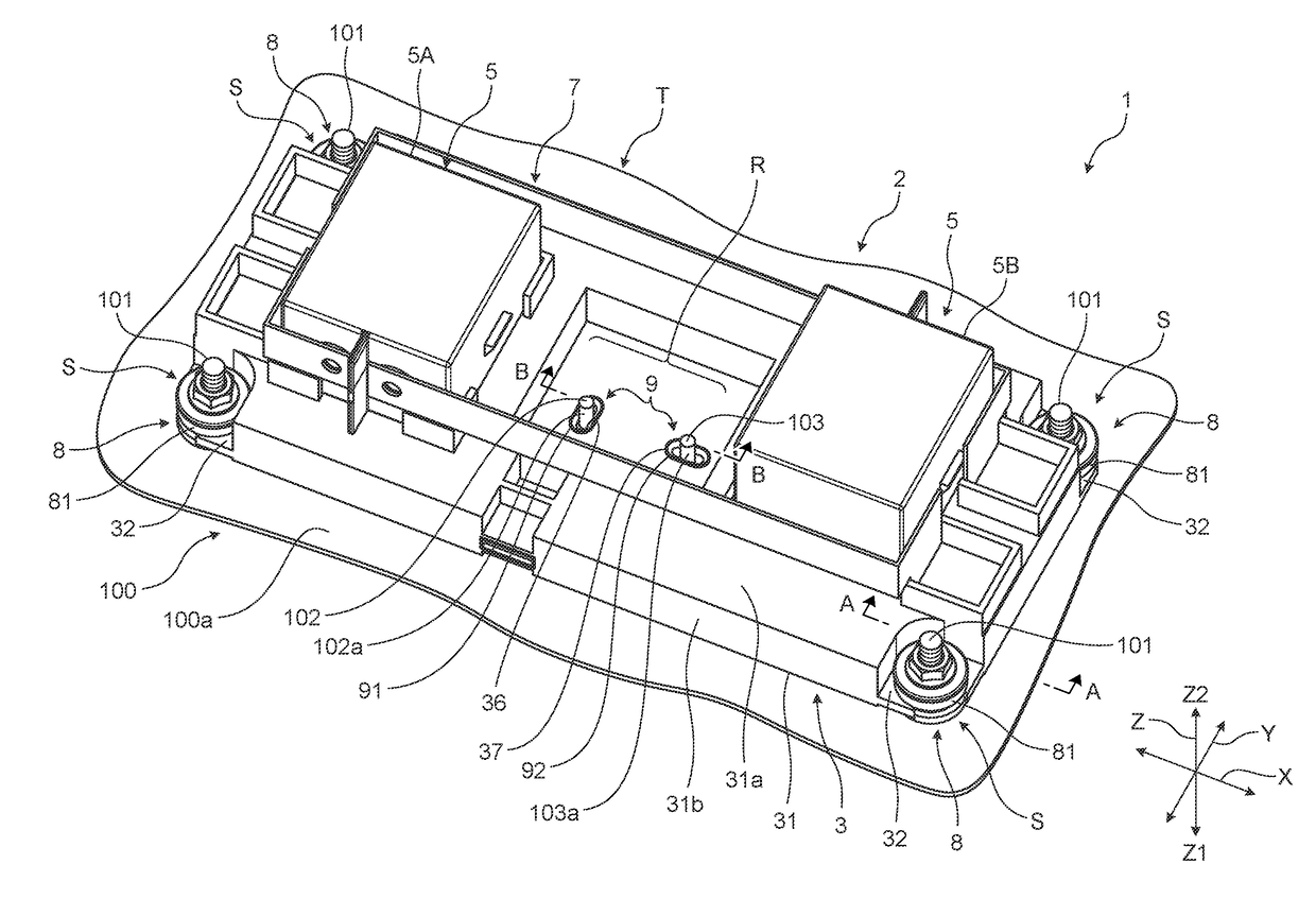 Attachment structure for electronic component accommodation box