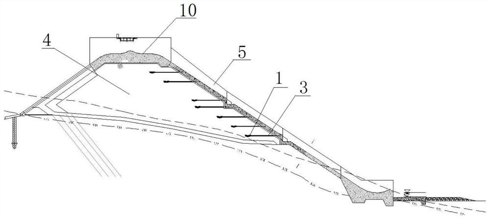 Anti-sliding anchoring structure of spillway at the top of rock-fill ...