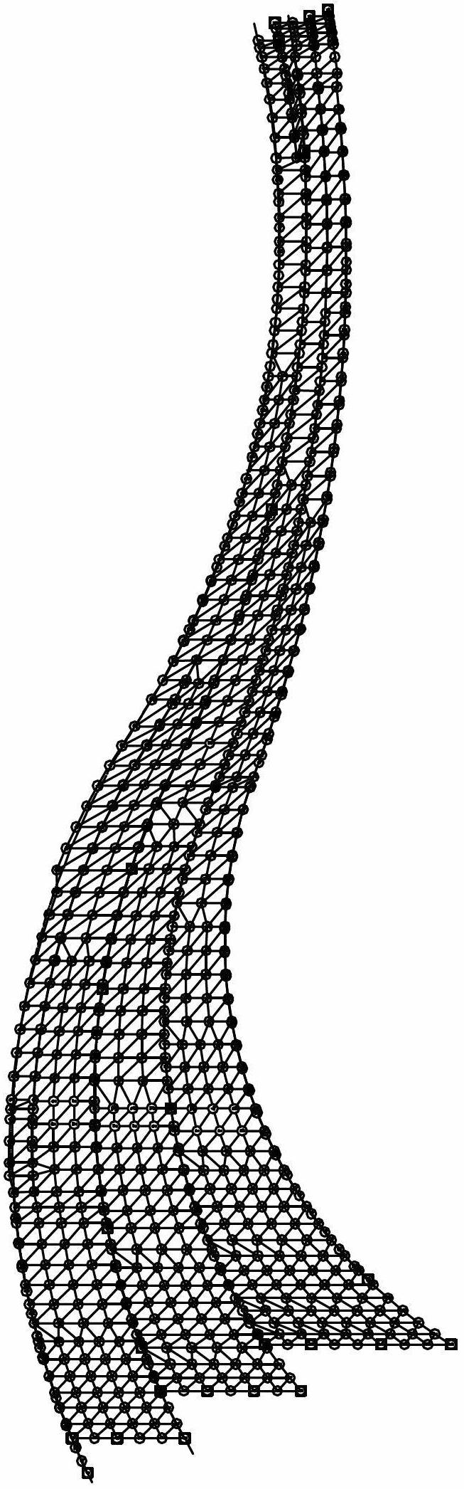 Multilevel multi-curve single-layer welding ball steel structure net rack and construction method thereof
