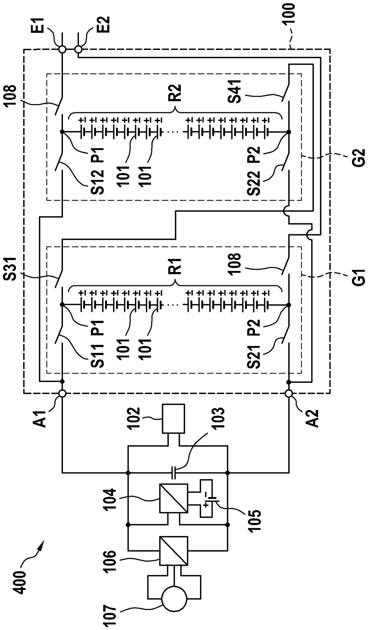 A circuit device for an electric energy storage system and an operating method therefor