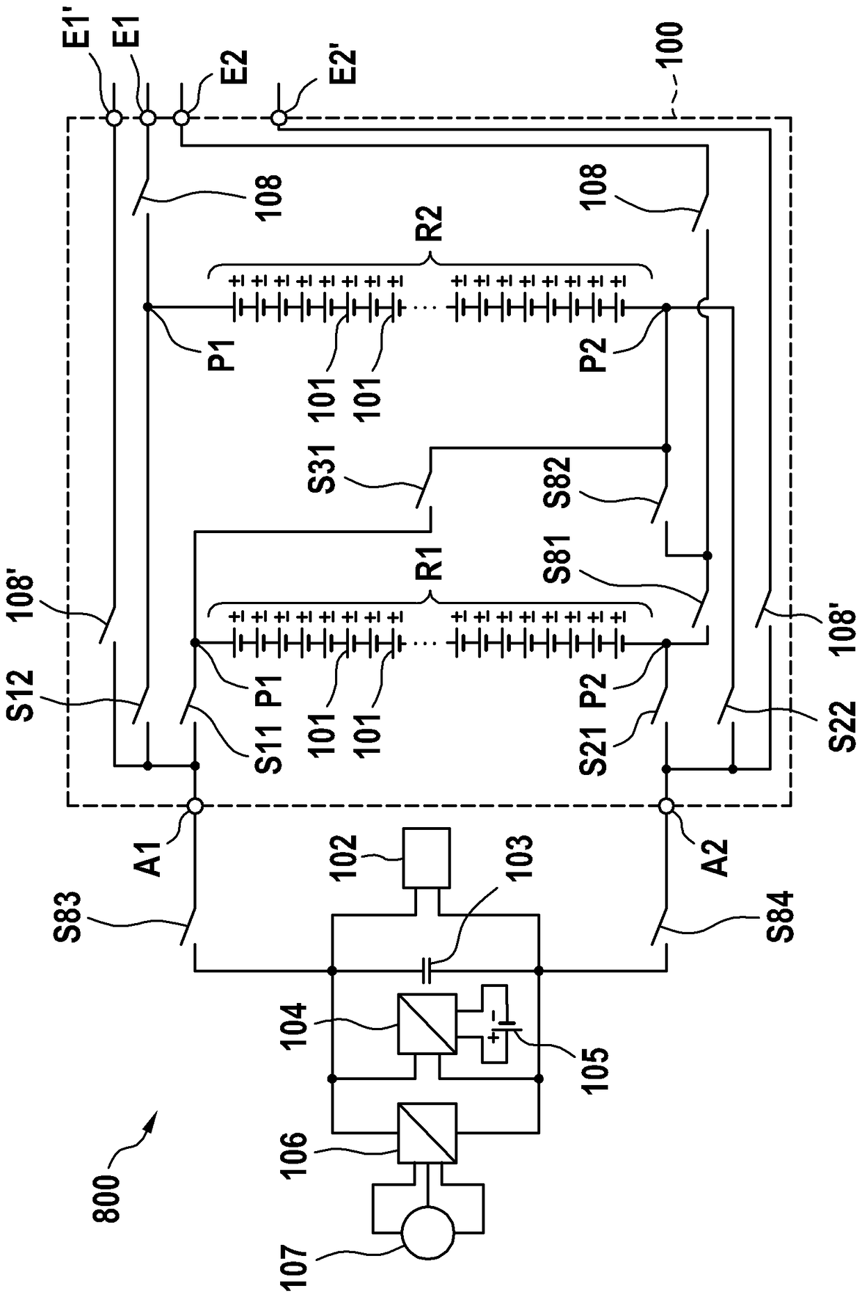 A circuit device for an electric energy storage system and an operating method therefor