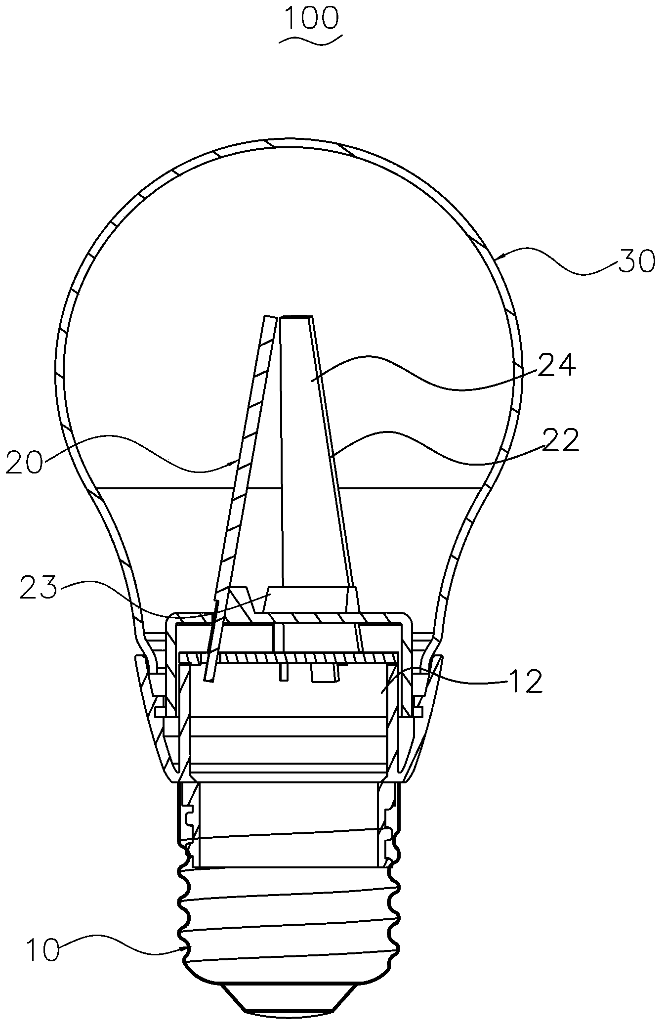 LED lamp with large light emission angle