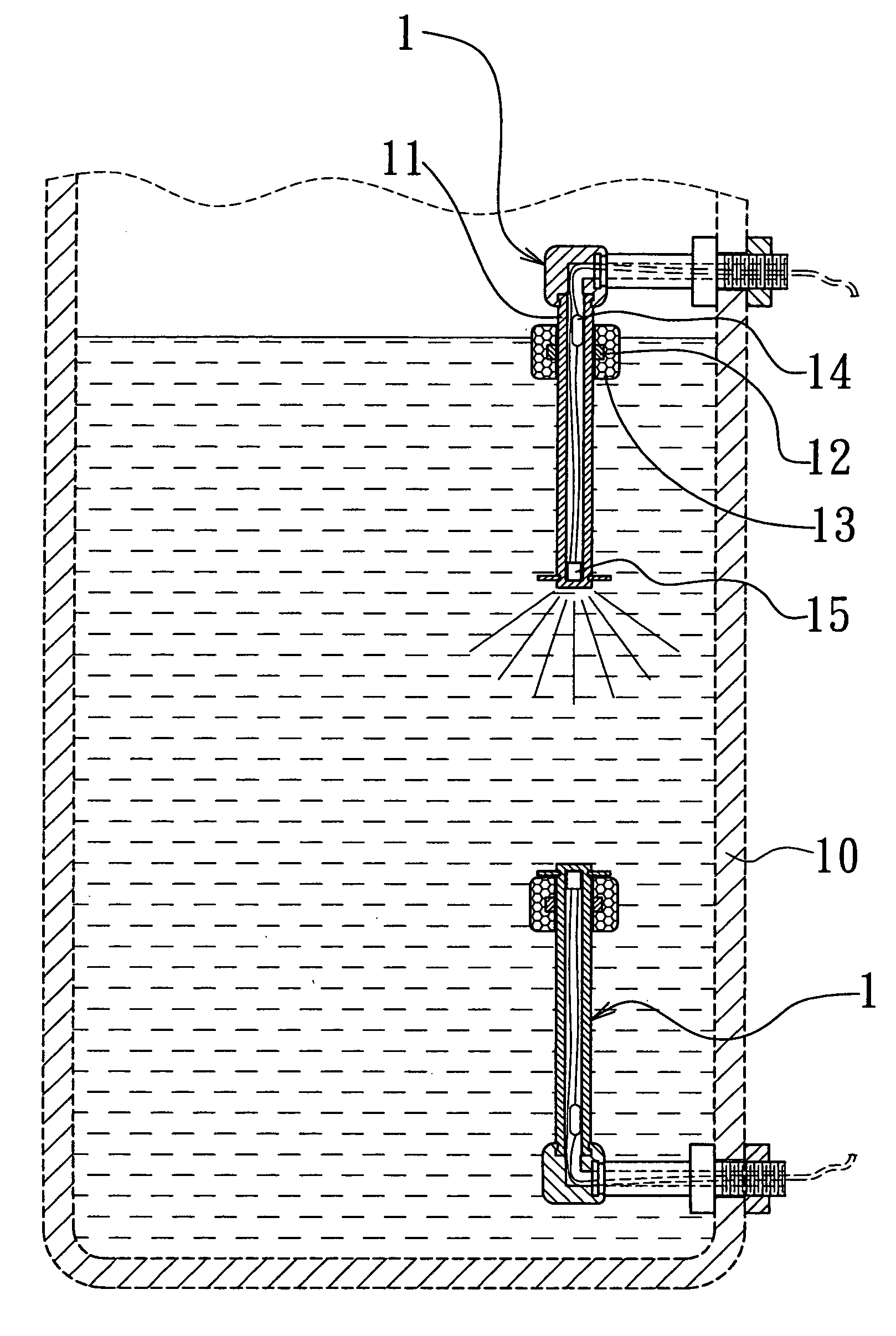 Float-type liquid level switch assembly with light emitting elements