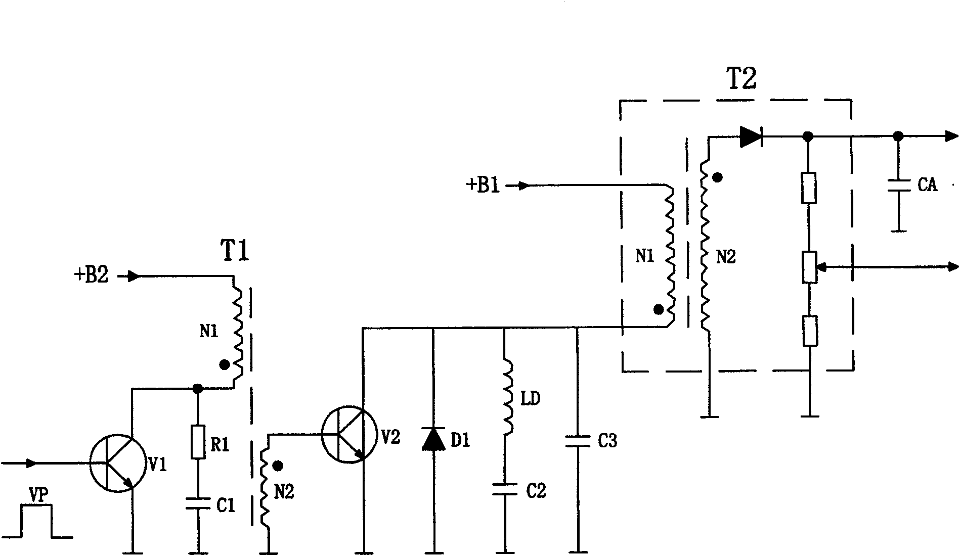 Circuit for improving high-pressure line scanning output power of TV set