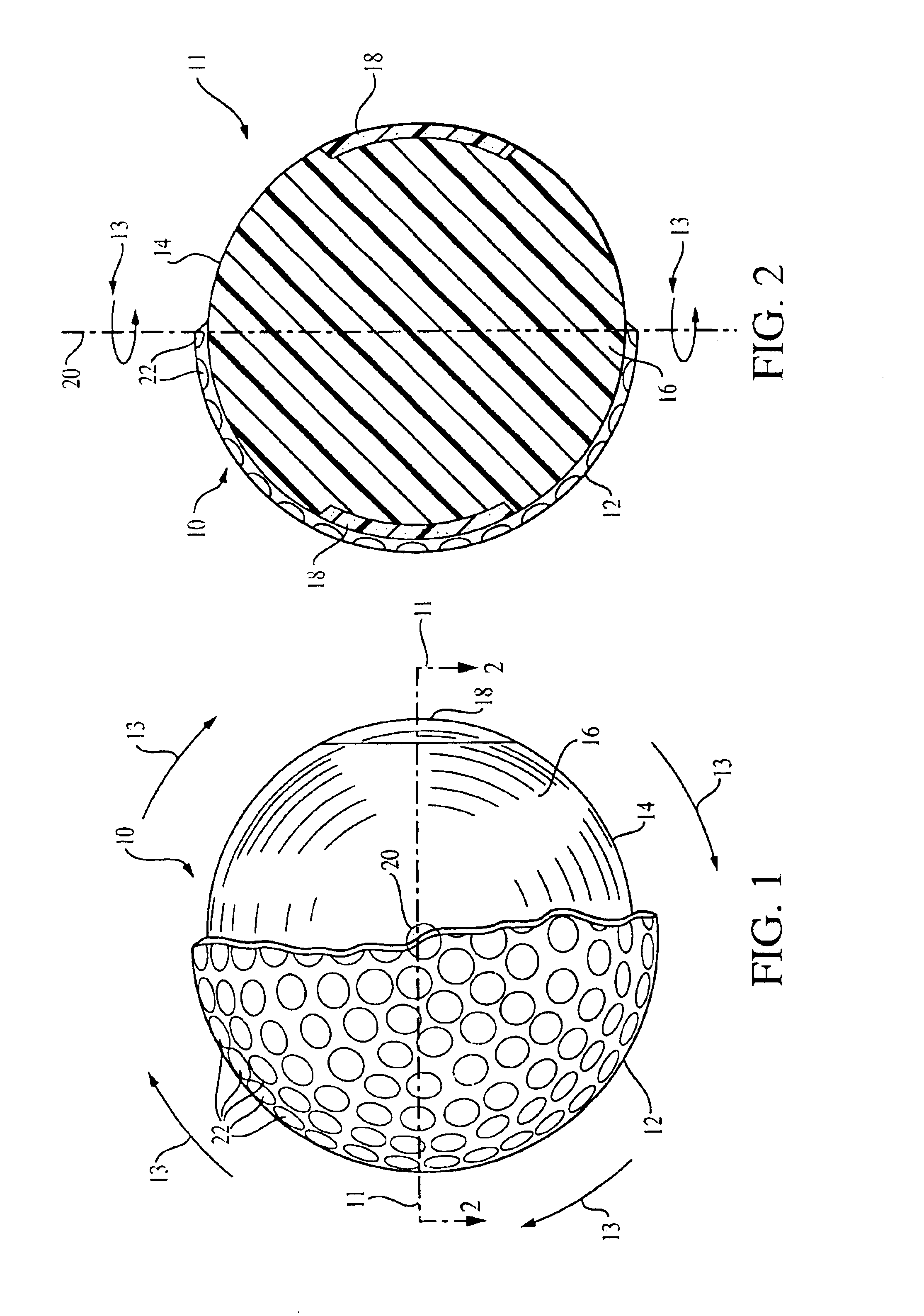 Golf ball having a controlled weight distribution about a designated spin axis and a method of making same