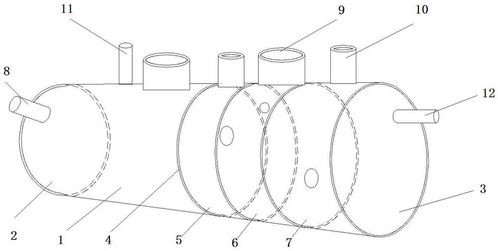 Plastic four-grid septic tank