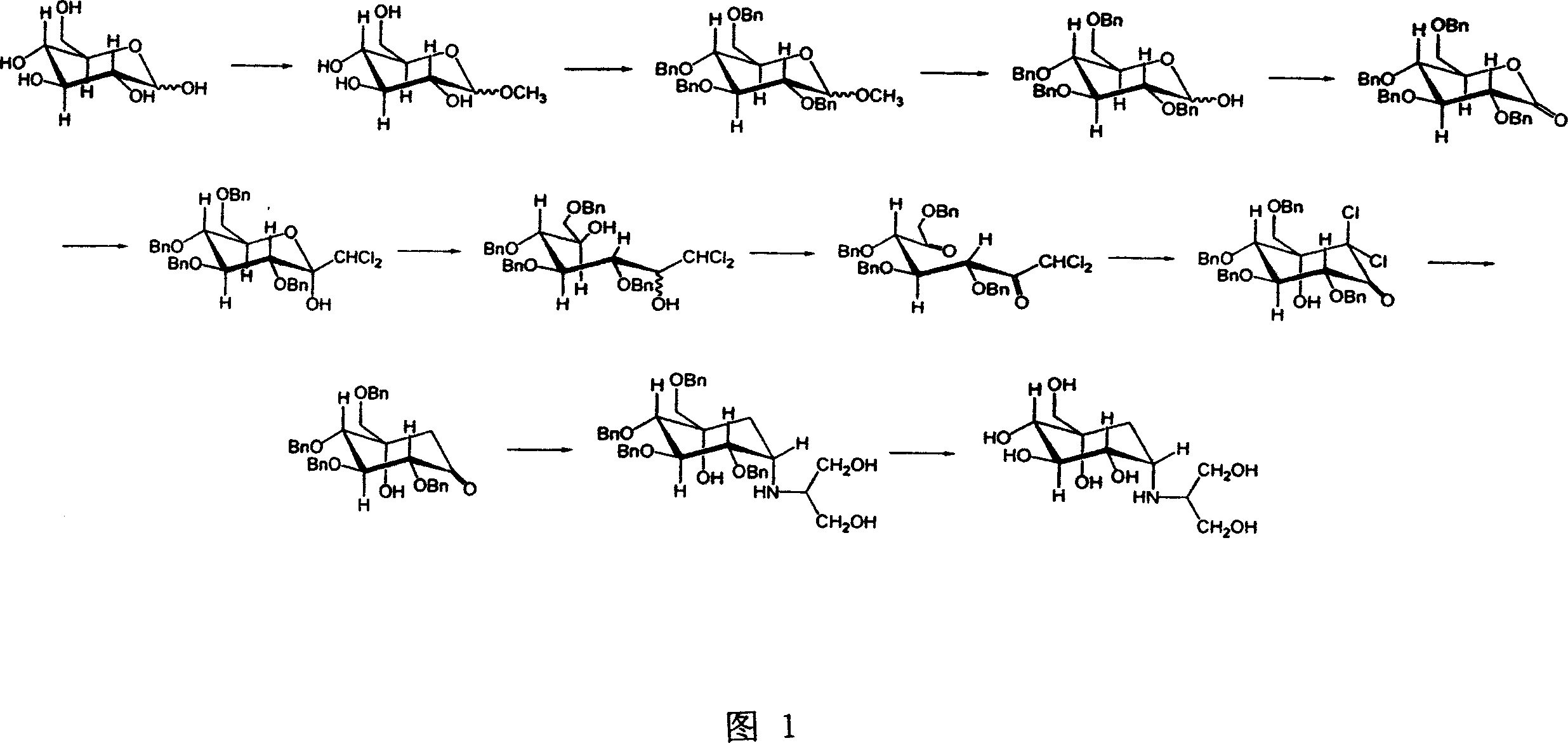 Tetrabenzyl voglibose crystallizing and preparing process