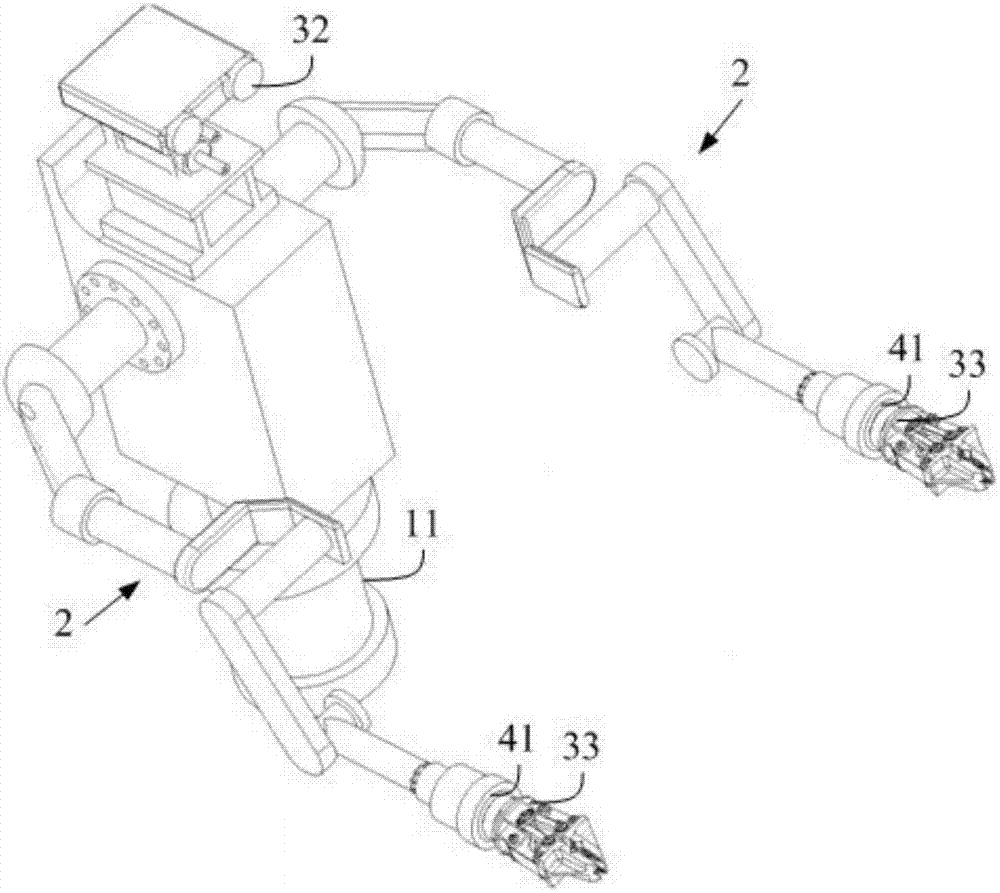 Action method of fully hydraulic autonomous mobile robot arm
