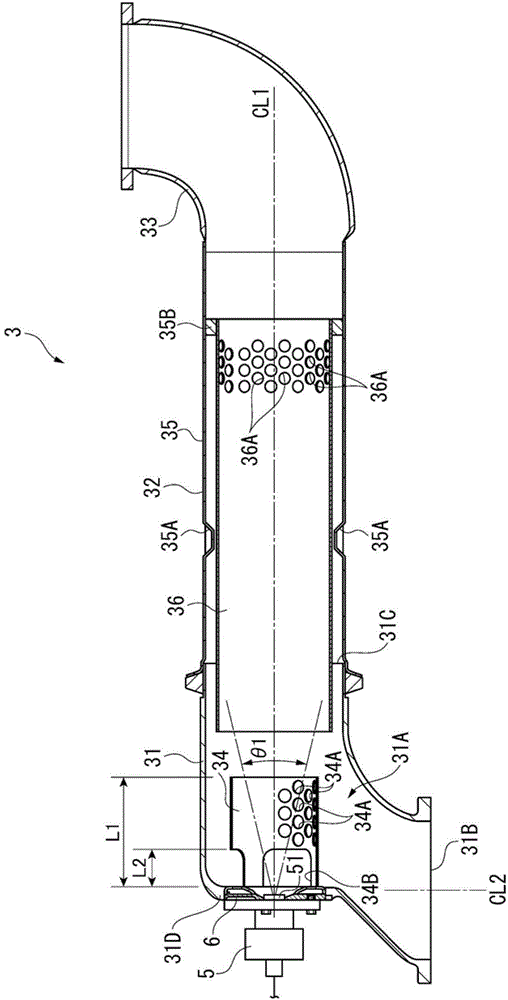 Reductant aqueous solution mixing device and exhaust gas post-treatment device equipped with it