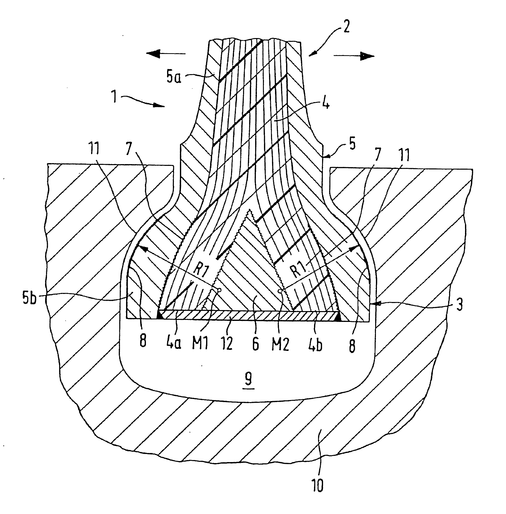 Compressor blade root for engine blades of aircraft engines