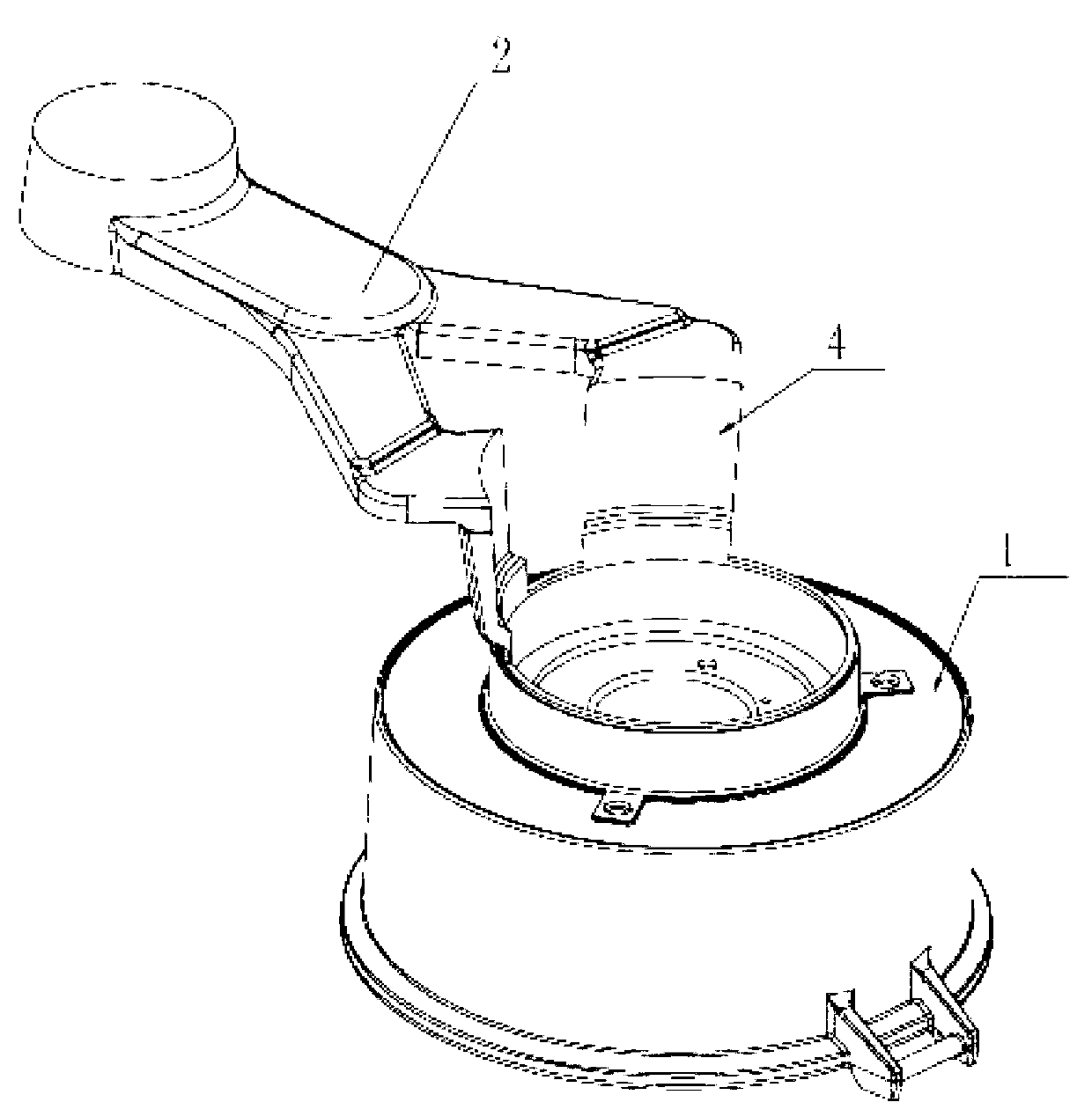 Mould structure of mold core pre-demoulding top feeding of lamp cover