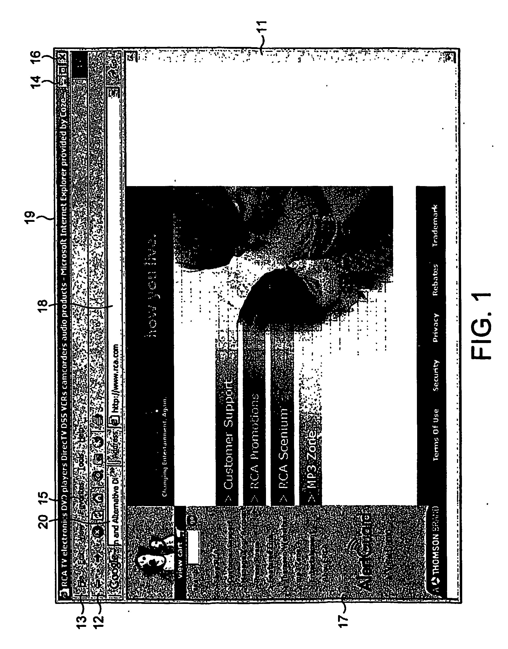 Web browser for use with a television display for preventing screen burn