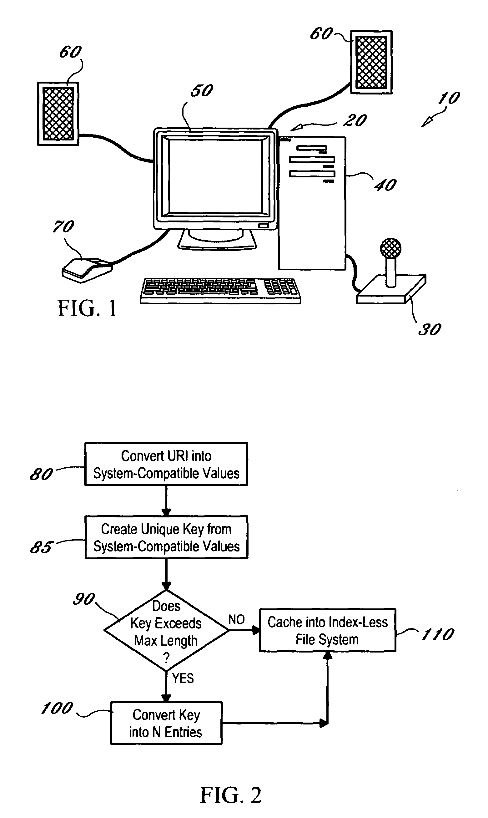 System and method for generating a unique, file system independent key from a URI (universal resource indentifier) for use in an index-less voicexml browser caching mechanism