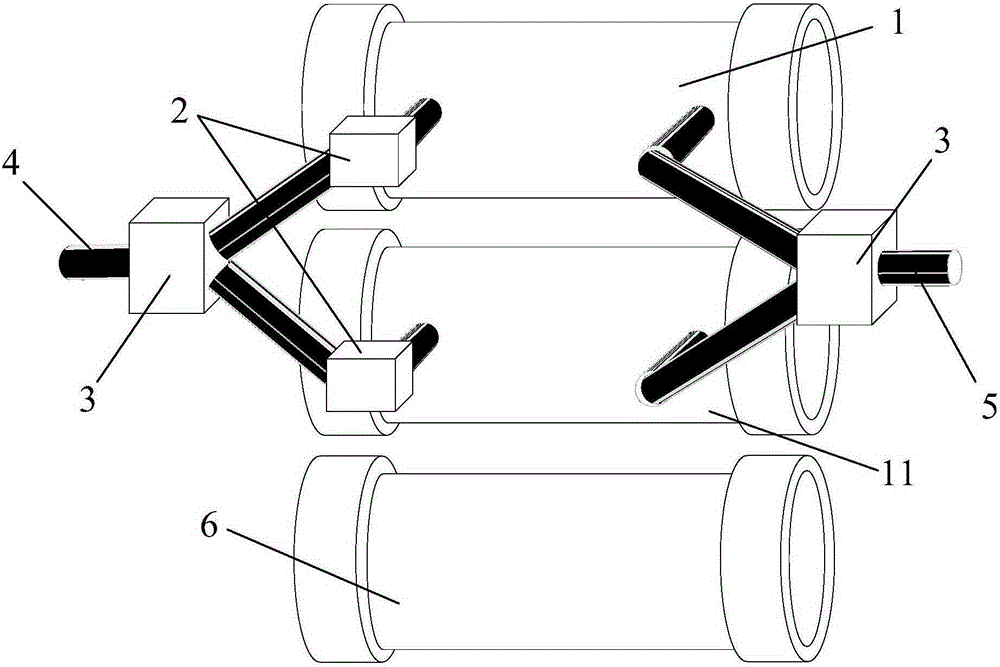 A three-gas chamber switching device of a spectrometer and a gas online spectrum testing method