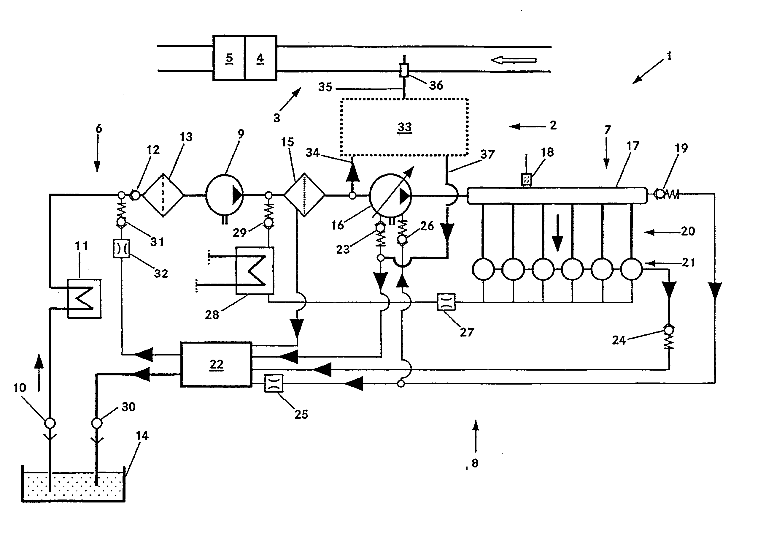 Injection system having a device for metering fuel into an exhaust system of an internal combustion engine and a method for this purpose