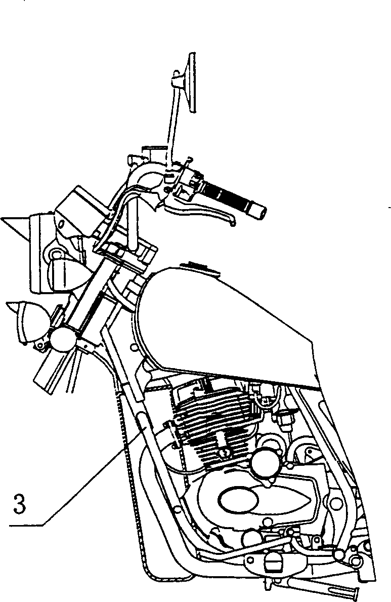 Motorcycle engine flow guiding and protecting device