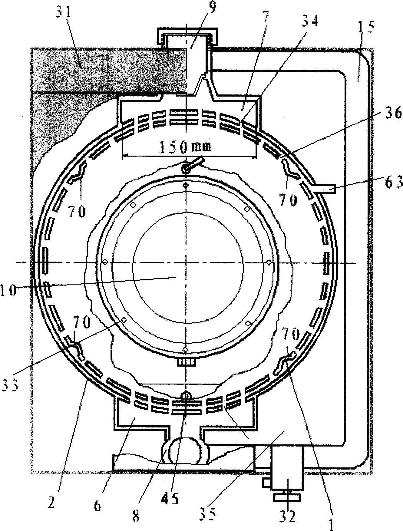 Pressure circulating washing machine with forced jet water flow