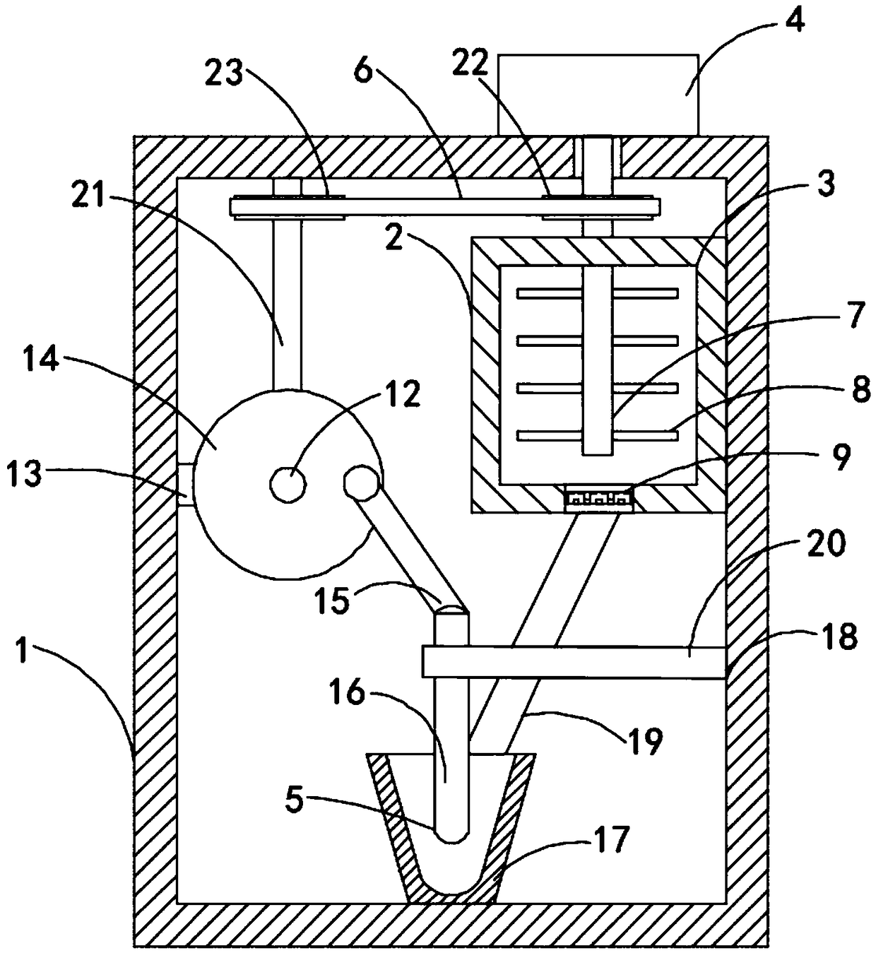 Mashing device for processing pesticide residue detecting sample