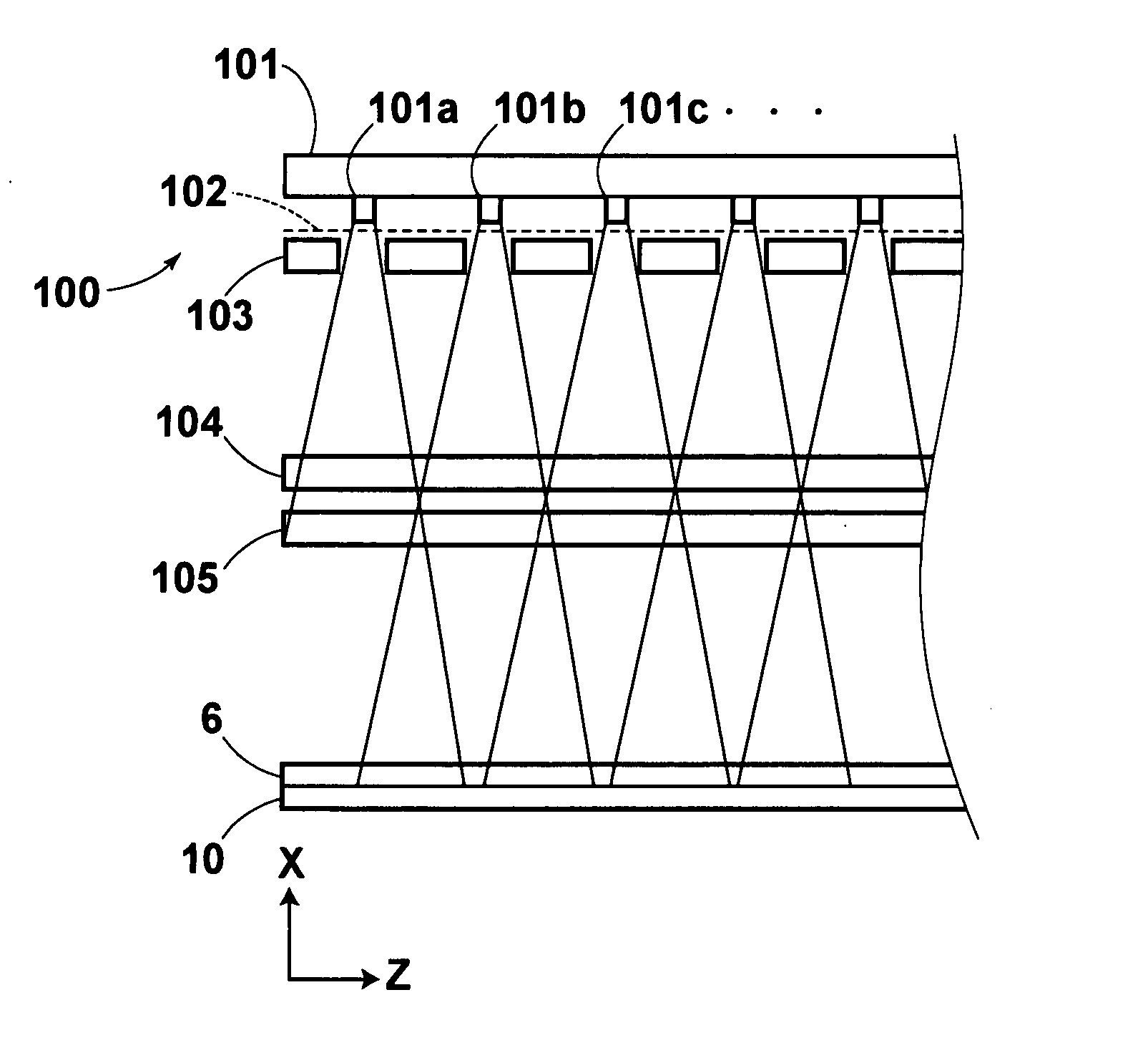 Exposure system and hole array