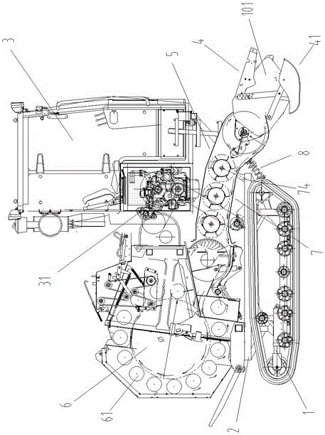 Crawler self-propelled round bale bundling machine