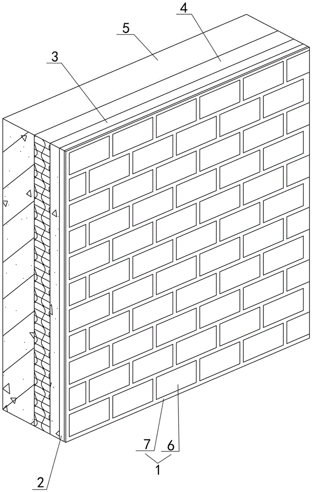 Waste brick veneer prefabricated heat-insulating external wall panel and manufacturing method thereof
