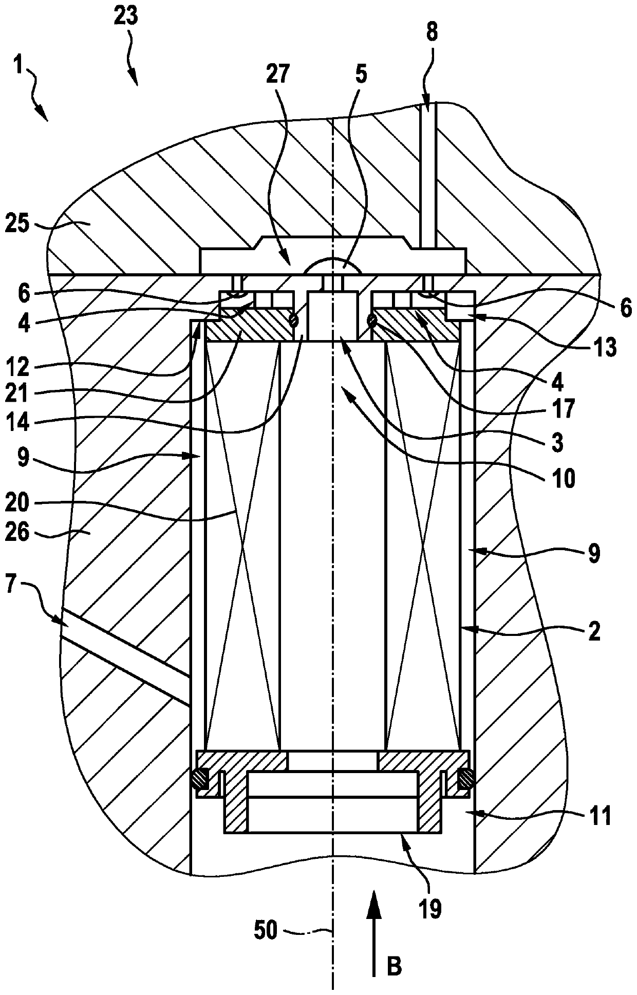 Filter housing and intermediate floor