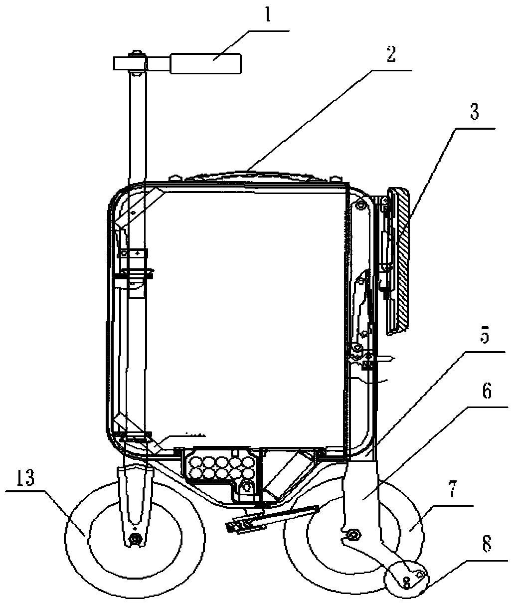 Rectangular hard-shell suitcase electric vehicle