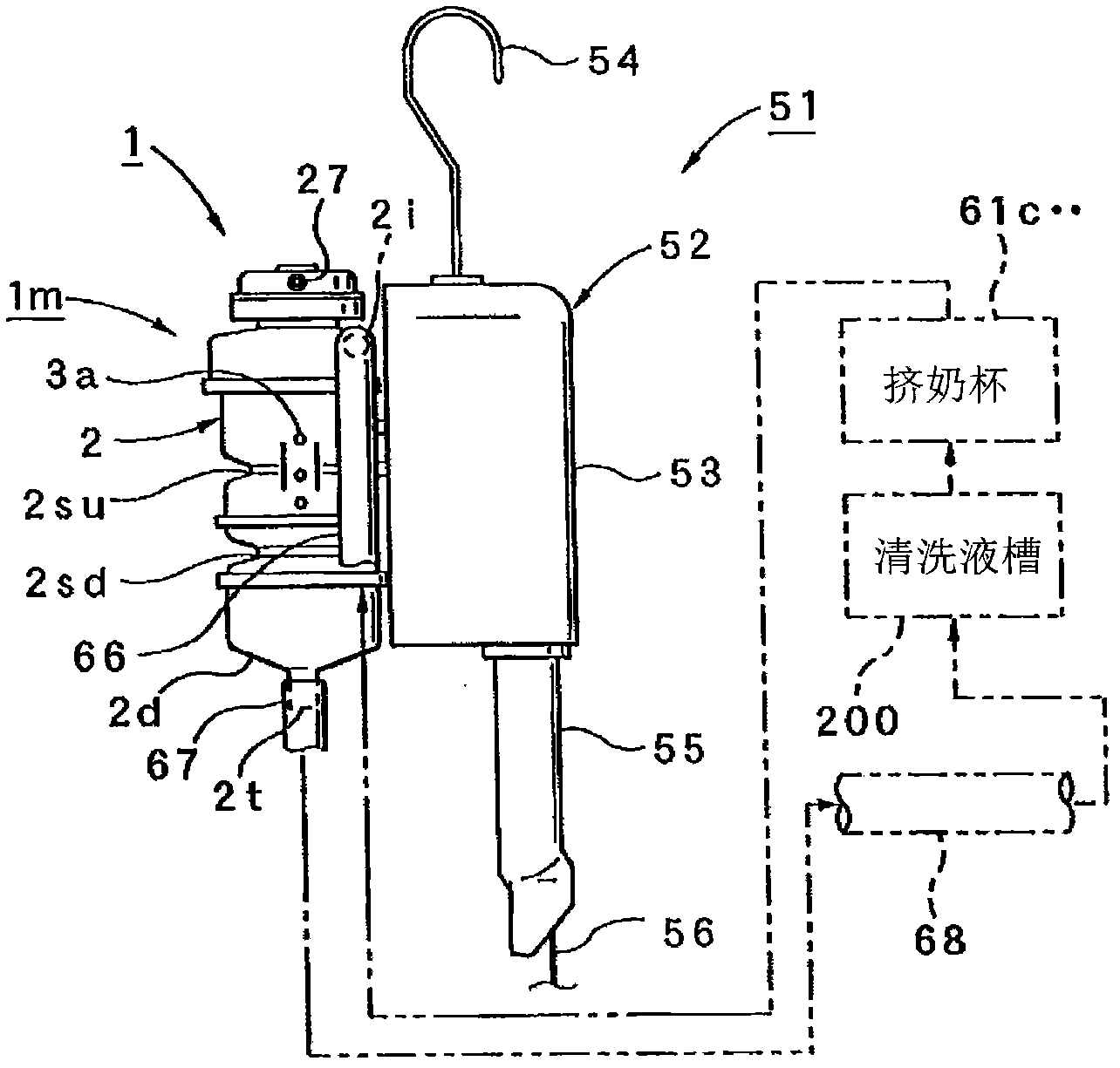 Milk volume meter, milk volume measurement method and milking device