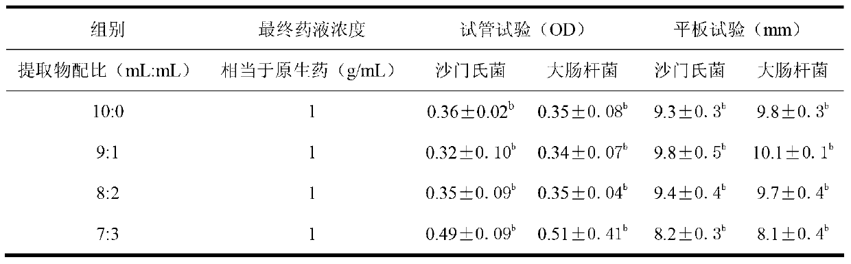 Veterinary traditional Chinese medicine composition for treating intestinal bacterial infection as well as preparation method and application thereof