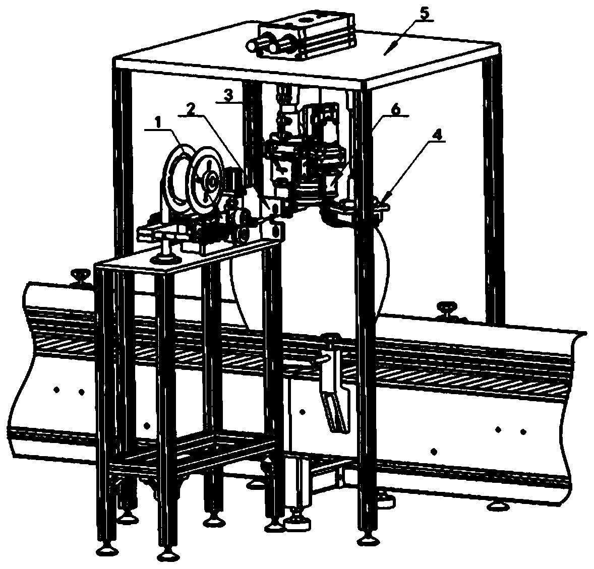 Shearing and wire tightening device for automatic tying equipment of wine jar