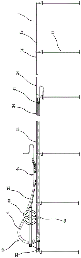 A long-distance heavy-duty drag chain supporting device