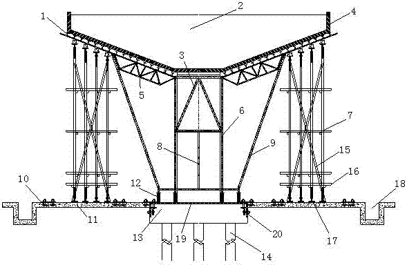 T-type high pier cast-in-place bent cap formwork structure and construction method