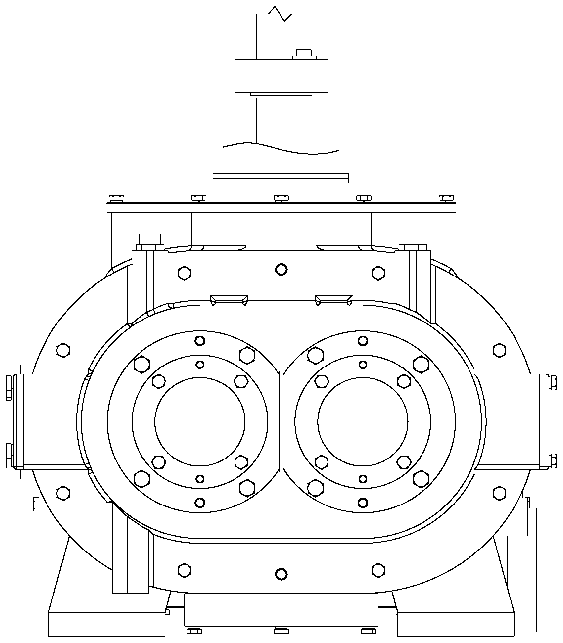 A horizontal oil-free screw vacuum pump with overpressure exhaust function