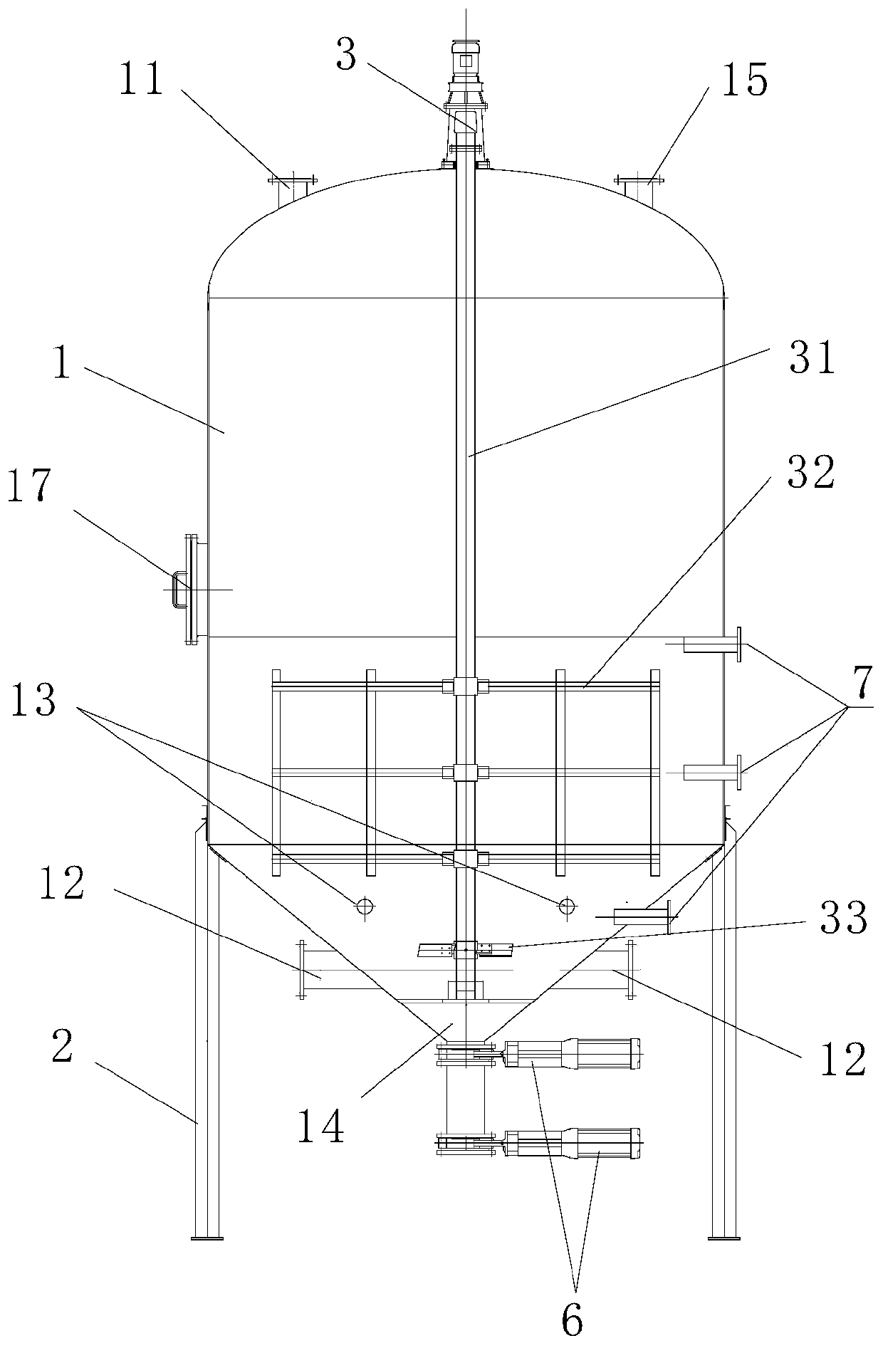 Vertical stirring tank for heating and slurrying of sludge