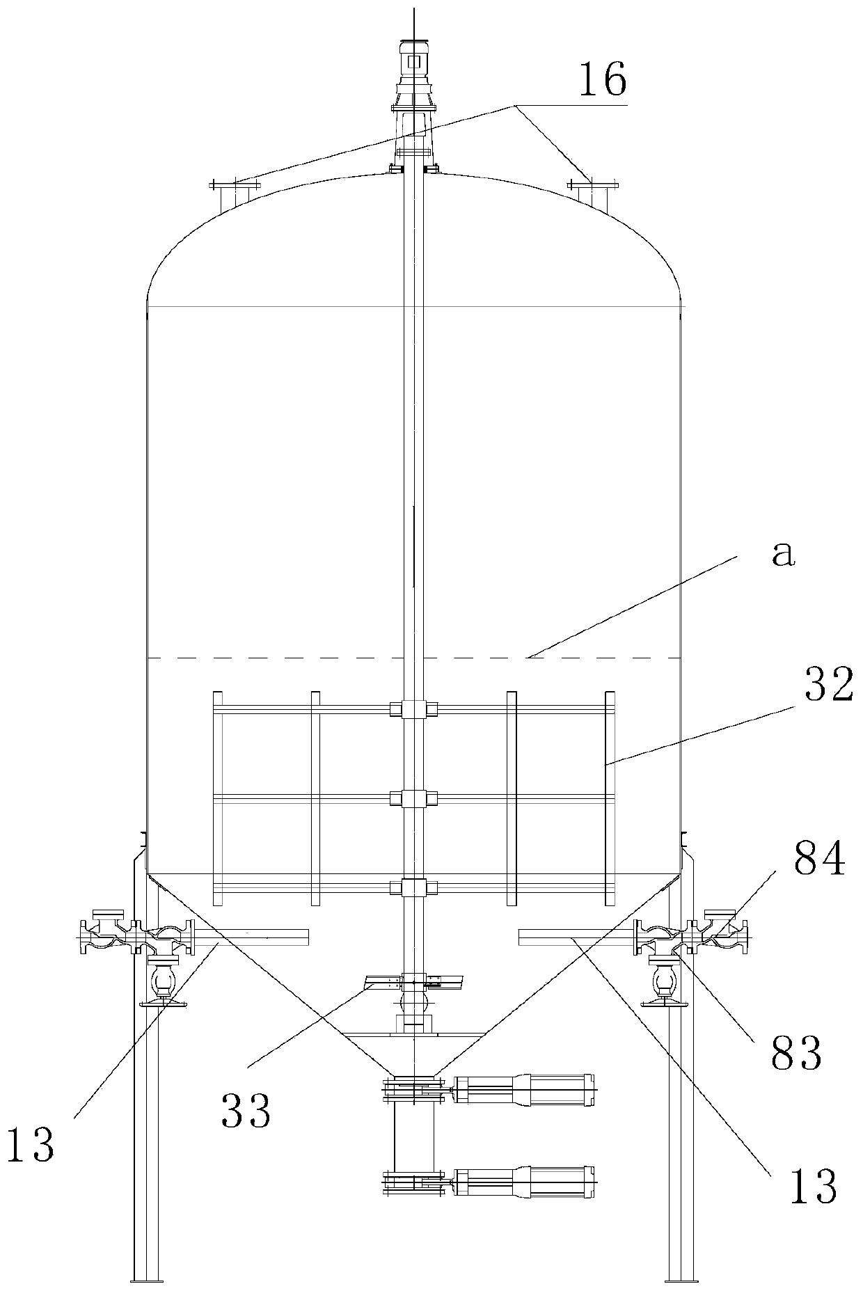 Vertical stirring tank for heating and slurrying of sludge