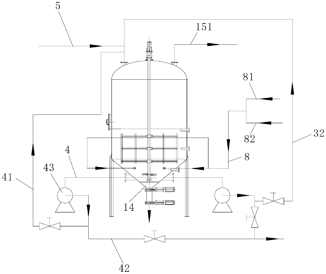 Vertical stirring tank for heating and slurrying of sludge