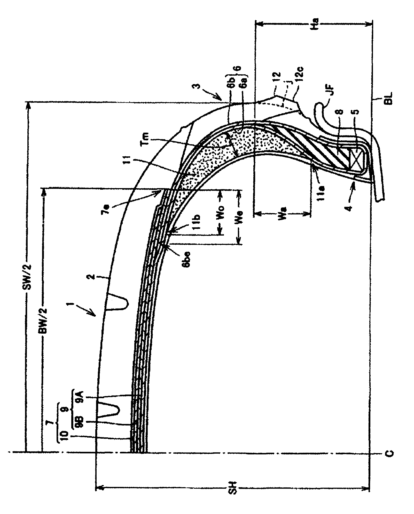 Side part reinforcing layer and run-flat tire