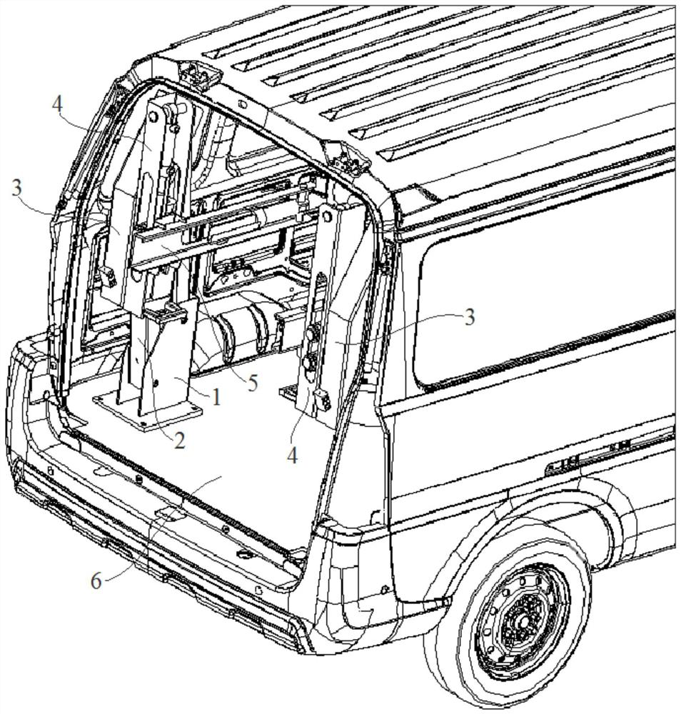 Loading and unloading device, vehicle and vehicle loading and unloading method